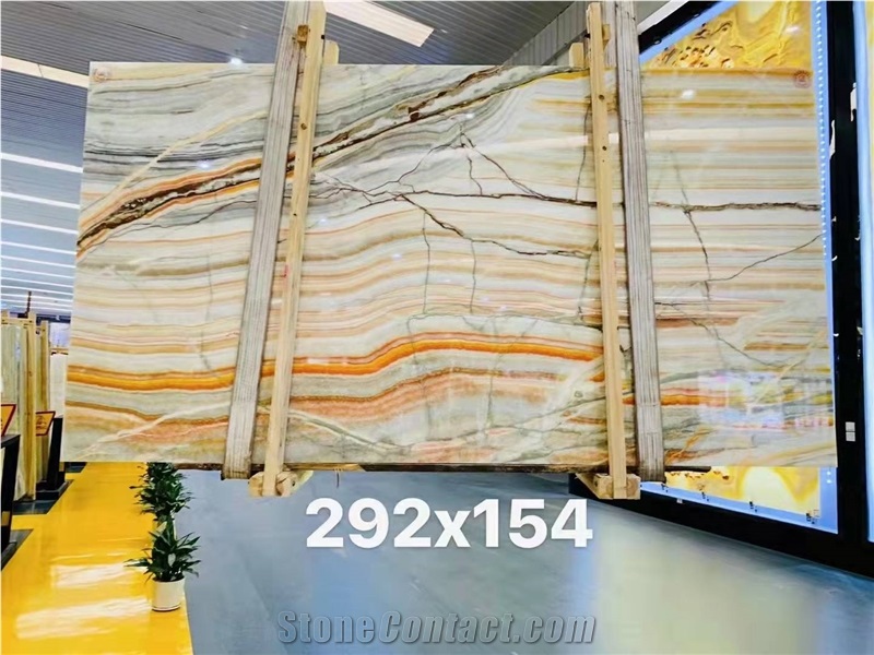Natural Colorful Onyx Big Slab Luxury Polished Floor Tile