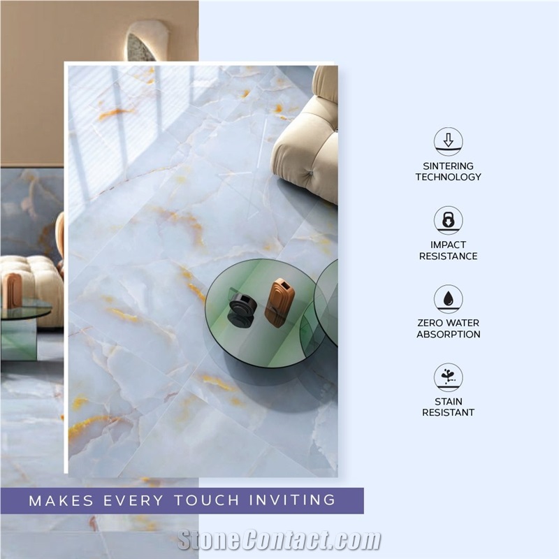 Natural Onyx Sky Blue Polished Slab Floor Tile