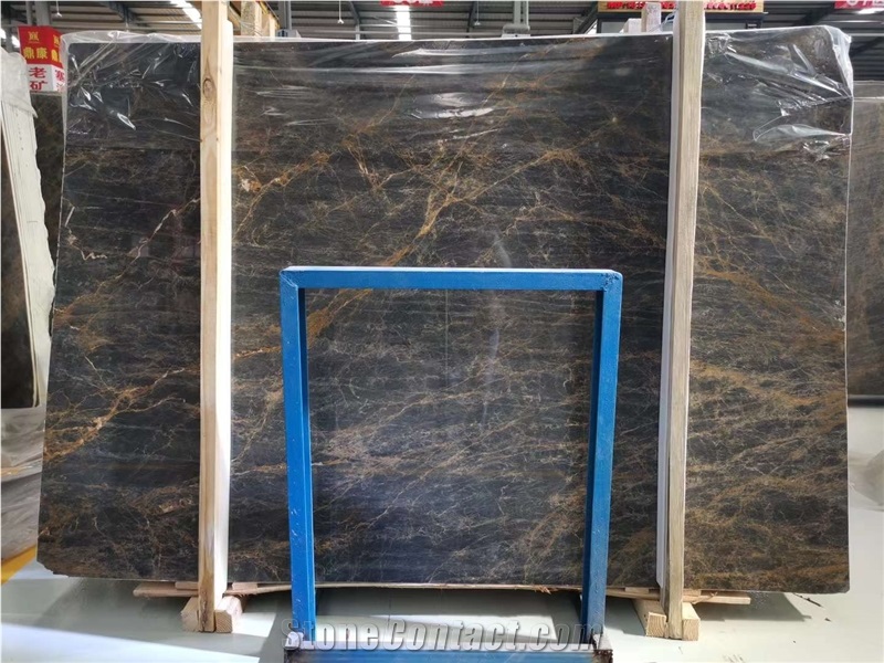 Natural Polished Black With Gold Vein Marble Slab Tile