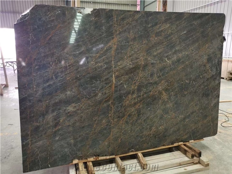 Natural Polished Black With Gold Vein Marble Slab Tile