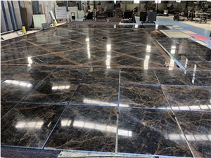Natural Polished Black With Gold Vein Marble Slab Tile