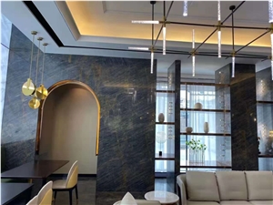 Natural Polished Black With Gold Vein Marble Slab Tile