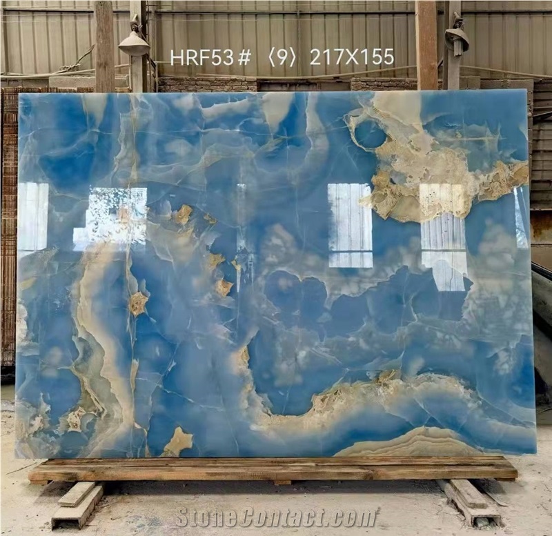 Natural Stone Blue Onyx Polished Wall Slab Tile