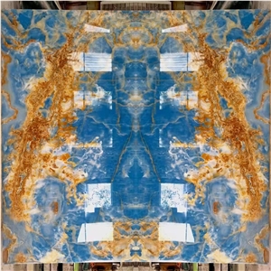 Natural Stone Blue Onyx Polished Wall Slab Tile