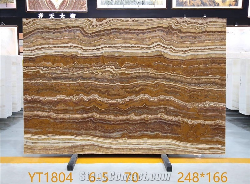Natural Stone Tiger Onyx Brown Polished Slab Tile