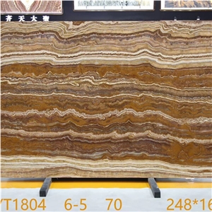 Natural Stone Tiger Onyx Brown Polished Slab Tile