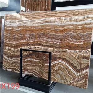 Natural Stone Tiger Onyx Brown Polished Slab Tile