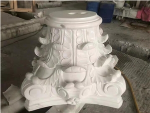 Natural White Marble High Quality Column Sculptured Carved