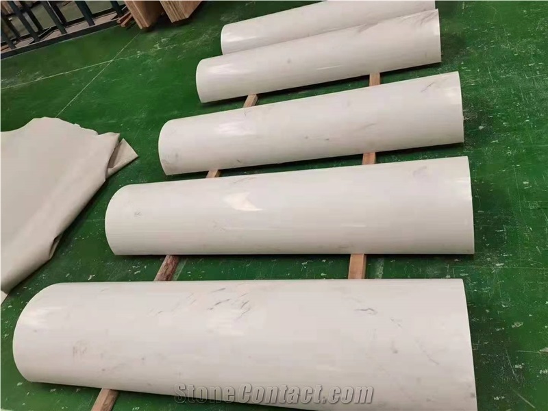 Natural White Marble High Quality Column Sculptured Carved