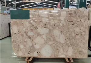 Popular Beige With Grey Natural Marble Slab Floor Tile