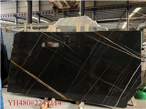 St. Laurent Black Gold Marble Natural Polished Slab Tile