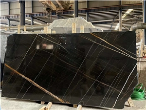 St. Laurent Black Gold Marble Natural Polished Slab Tile