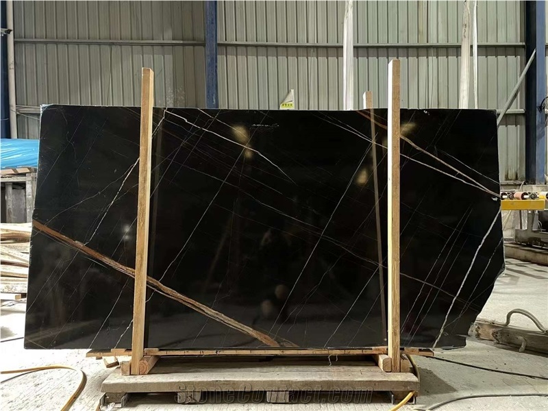St. Laurent Black Gold Marble Natural Polished Slab Tile
