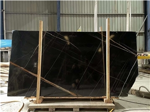 St. Laurent Black Gold Marble Natural Polished Slab Tile