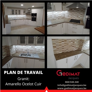 Amarello Ocelot Cuir Granite Kitchen Countertop