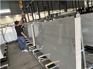 White Calacatta Sintered Stone Slab Wall