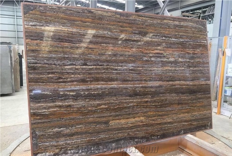 Silver Brown Travertine Slabs