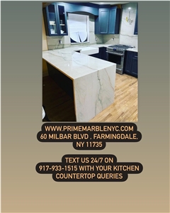White Macaubas Quartzite Kitchen Countertop