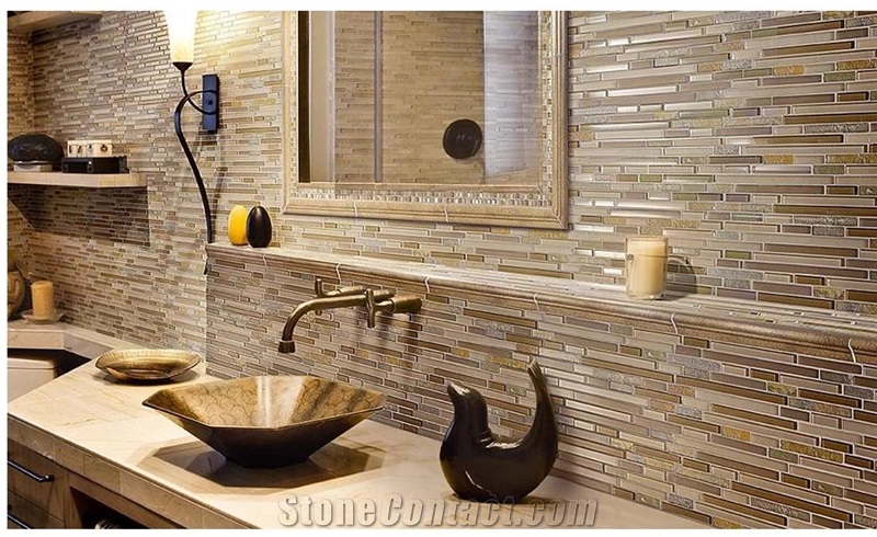 Glass Mosaic Tiles For Bathroom And Kitchen Backsplash