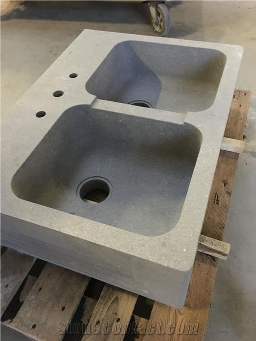 Massive Sink In Belgian Hainaut Blue Limestone