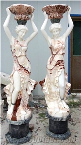 Beautiful Carved Stone Lady Flower Pot Garden Sculpture