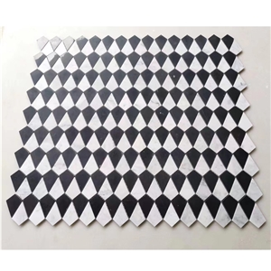 Black And White Marble Mosaic Pattern  Floor Tiles