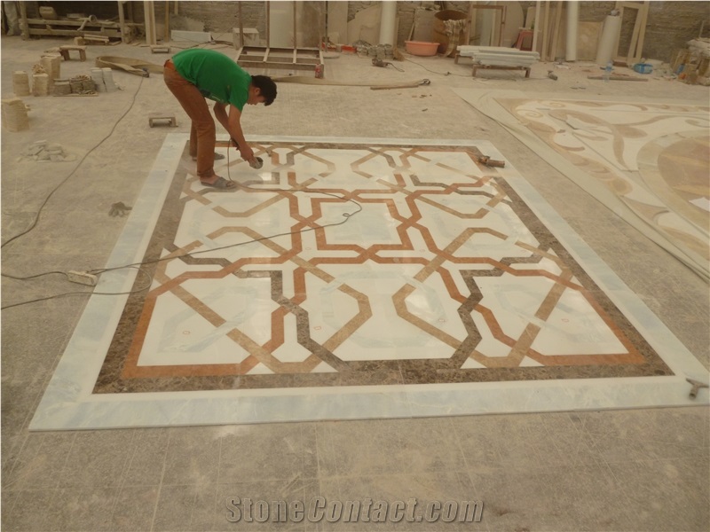 China Multicolor Quartzite Pebble Mosaic Medallion On Net