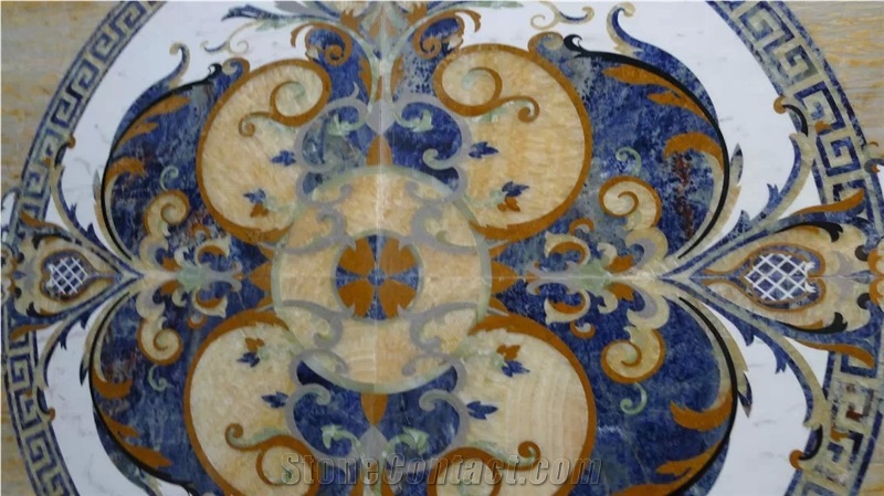 China Multicolor Quartzite Pebble Mosaic Medallion On Net