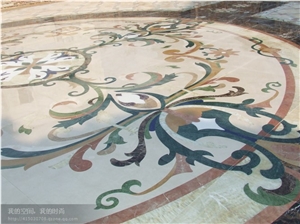 China Multicolor Quartzite Pebble Mosaic Medallion On Net