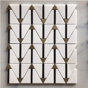 Custom Cheaper  Metal Mosaic And Marble Pattern Tile