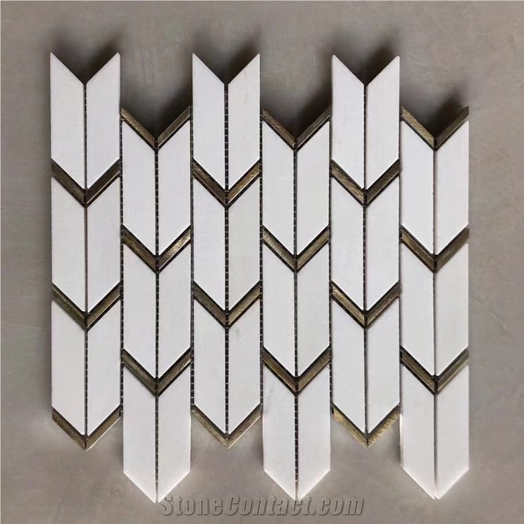 Custom Cheaper  Metal Mosaic And Marble Pattern Tile
