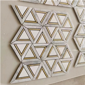 Custom Cheaper  Metal Mosaic And Marble Pattern Tile