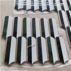 Custom Cheaper  Metal Mosaic And Marble Pattern Tile