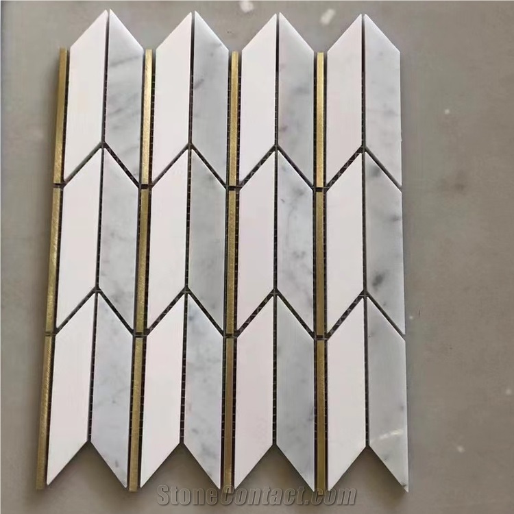 Custom Cheaper  Metal Mosaic And Marble Pattern Tile