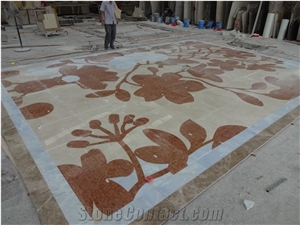 Custom Flooring Design Polished  Marble Waterjet Medallion