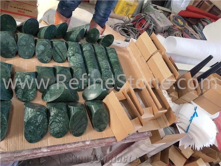 Heavy Dark Green Marble Bookends For Shelves
