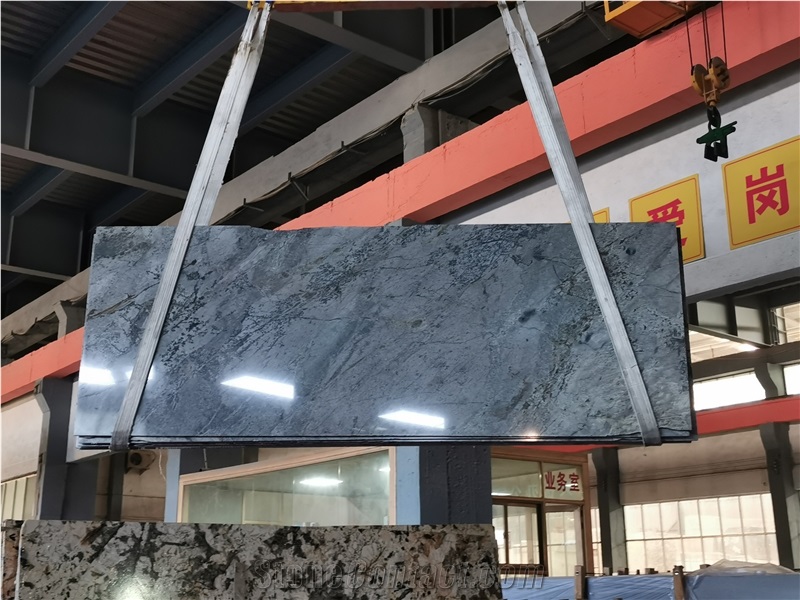 High Polished Milk Way Green Grey Marble Slabs