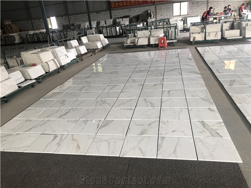 Indoor Calacatta White With Gold Marble Floor Tiles