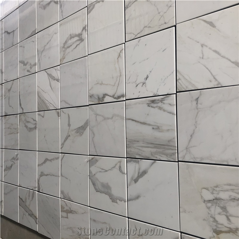 Indoor Calacatta White With Gold Marble Floor Tiles