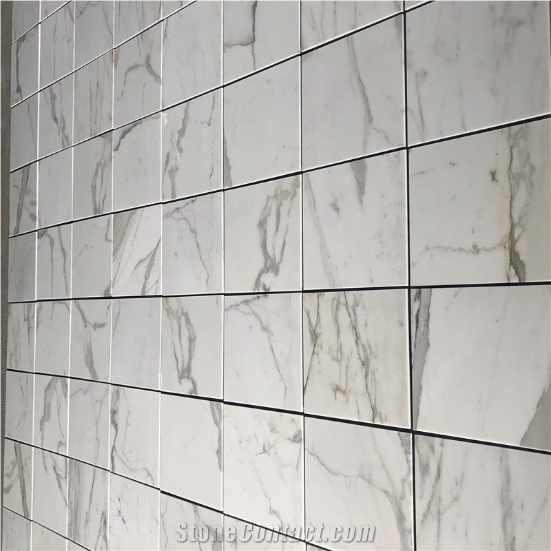 Indoor Calacatta White With Gold Marble Floor Tiles