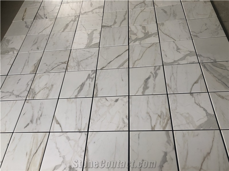 Indoor Calacatta White With Gold Marble Floor Tiles