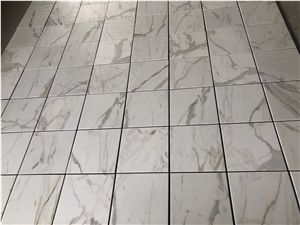 Indoor Calacatta White With Gold Marble Floor Tiles
