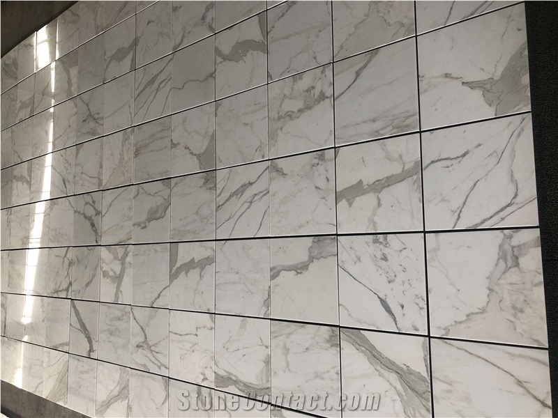 Indoor Calacatta White With Gold Marble Floor Tiles