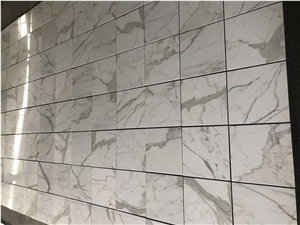 Indoor Calacatta White With Gold Marble Floor Tiles