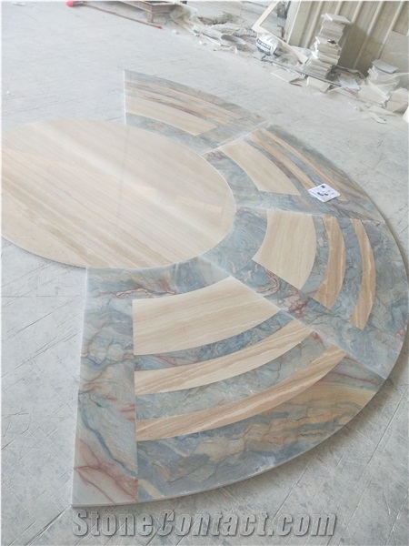 Marble Water Jet Medallions Hotel Lobby Design Flooring