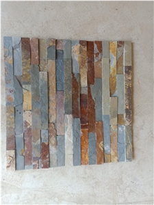 Polished Grey Basalt With Natural Split Tile, Wall Mosaic