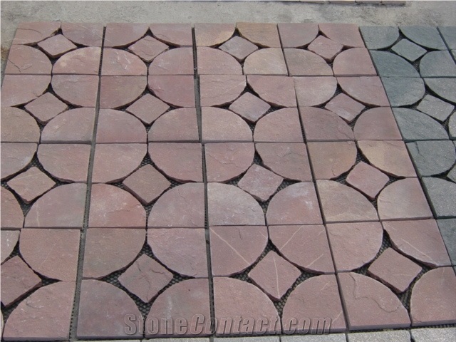 Polished Grey Basalt With Natural Split Tile, Wall Mosaic