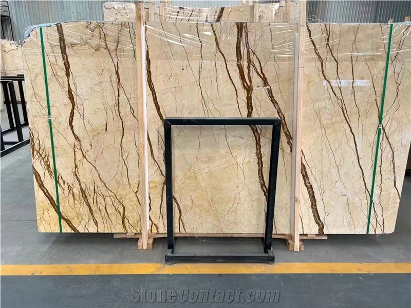Polished Wall Floor Sofia Beige Marble, Gold Beige Marble
