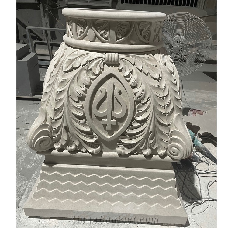Portugal Beige Limestone Stones Sculptured Column