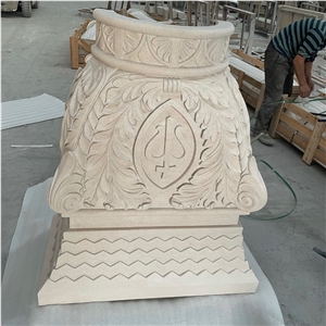 Portugal Beige Limestone Stones Sculptured Column